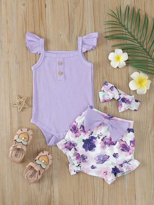 Adorable ensemble de tenue à manches florales pour bébé fille