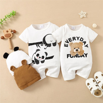 Adorable Panda Romper & Hat Set for Newborn Boys