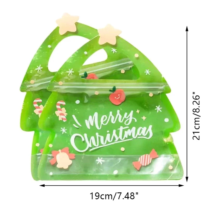 10pcs Christmas Zipper Gift Bags - Candy & Cookies