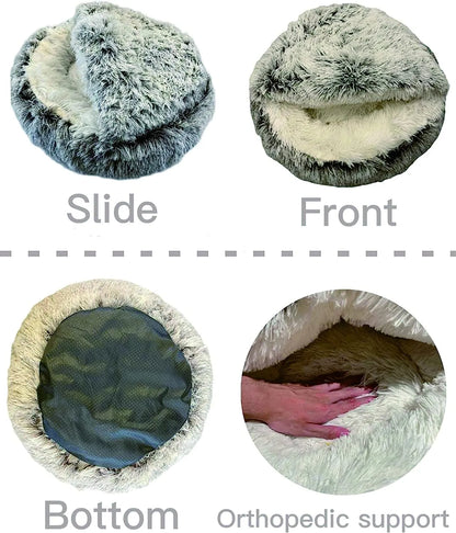 Soft Plush Pet Bed with Cover Round - Pet Mattress