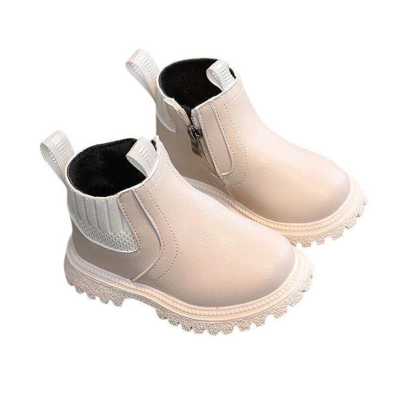 British Style Kids' Non-Slip Side Zipper Ankle Boots