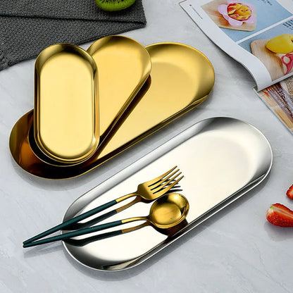 Golden Stainless Steel Tray Set