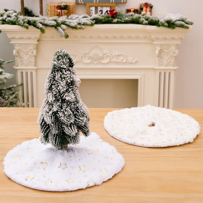 Jupe d'arbre en peluche avec flocons de neige à paillettes pour décoration festive