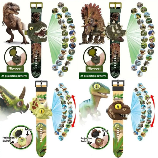 Montre électronique de projection de dinosaures 3D pour enfants
