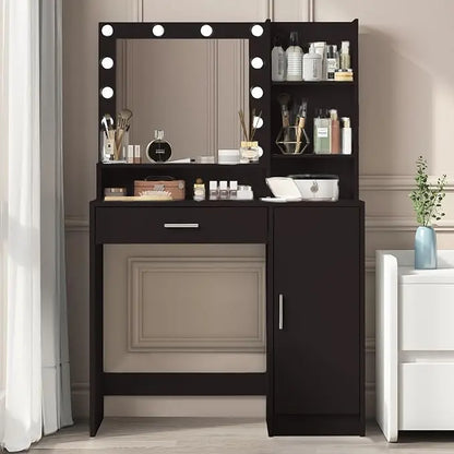 White Vanity Set with Lighted Mirror