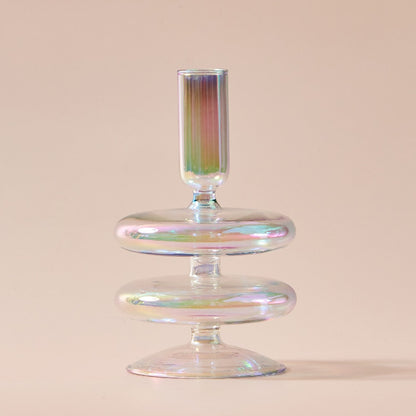 Rainbow Nordic Glass Candle Holders - Iridescent Home Decor