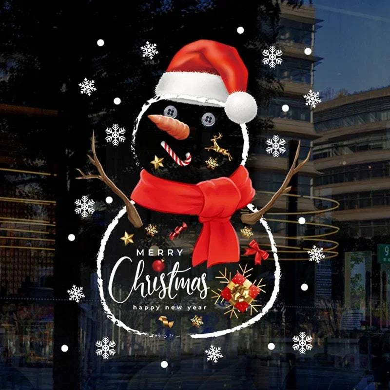 Joyful Christmas Stickers Santa, Snowman, Tree Decorations for Home