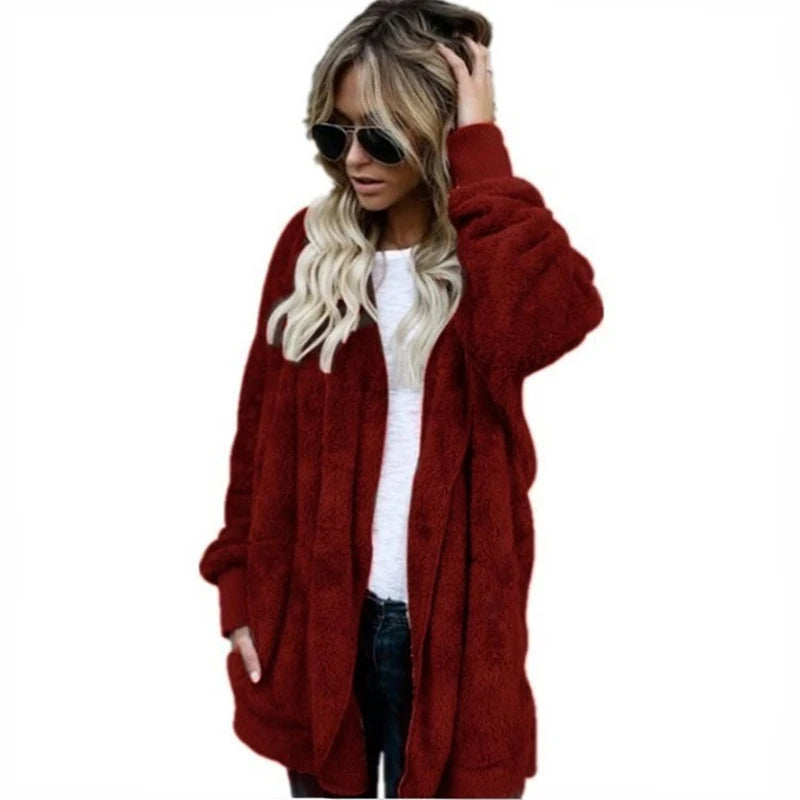 Veste cardigan double polaire d'hiver pour femme - Chaude et confortable