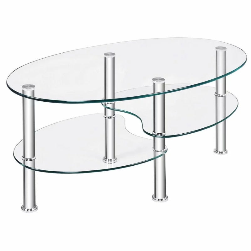 Table basse ovale en verre élégante