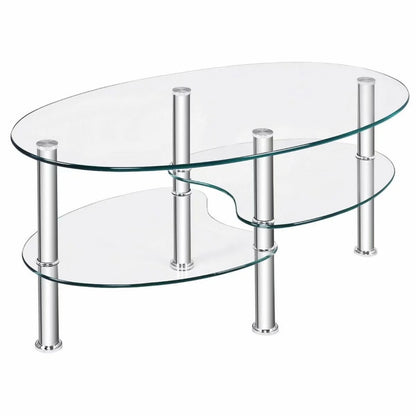 Elegant Oval Glass Coffee Table