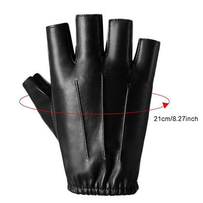 PU Leather Fingerless Gloves - Tactical Driving Mittens