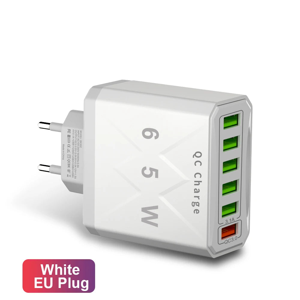 6-Port USB  Fast Charge for All Your Devices