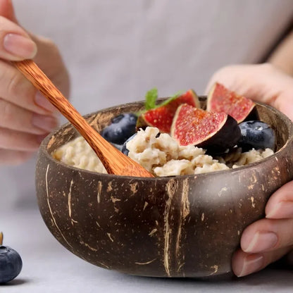 Dessert Fruit Salad Mixing Natural Coconut Bowls Kitchen Wooden Set