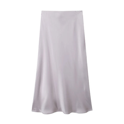 Damen Midi-Plissee-Rock aus Satin