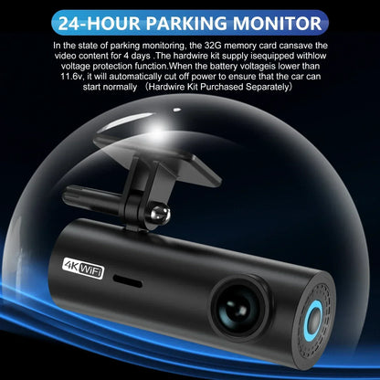 4K Car Dash Cam with WiFi & 24h Parking Monitor