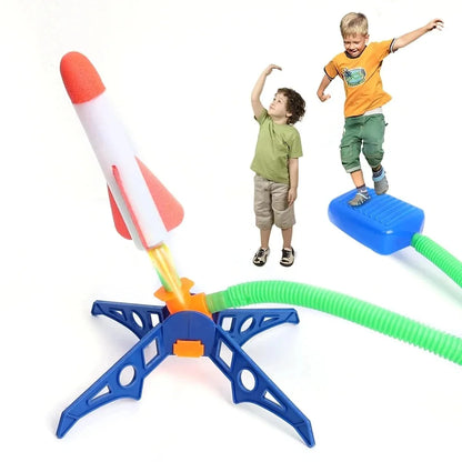 Kids Air-Powered Rocket Launcher - Foot Pump Soaring Toy