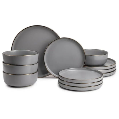 12 Piece Ava Stoneware Round Dinner Set