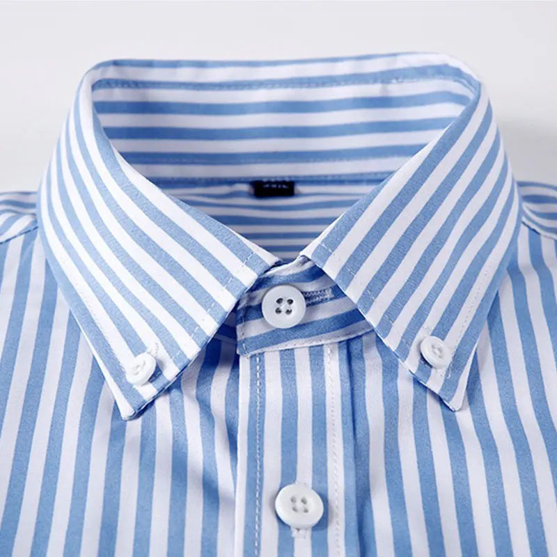 Long Sleeve Vertical Stripe Slim Fit Men's Dress Shirt