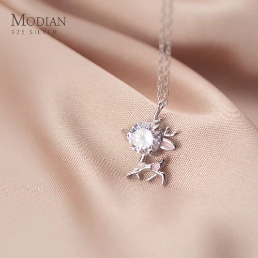 Pendentif élan rose en argent 925