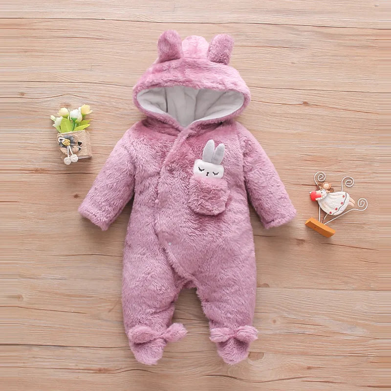 Cozy Rabbit Hooded Footie Jumpsuit for Winter