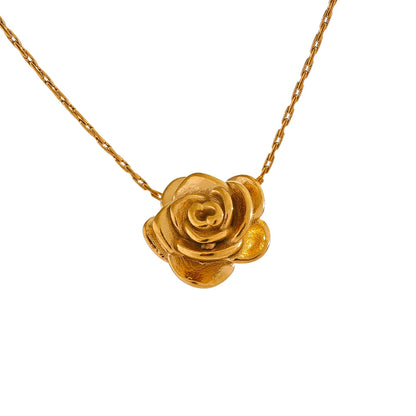 18K Gold Plated Stainless Steel Flower Pendant Necklace