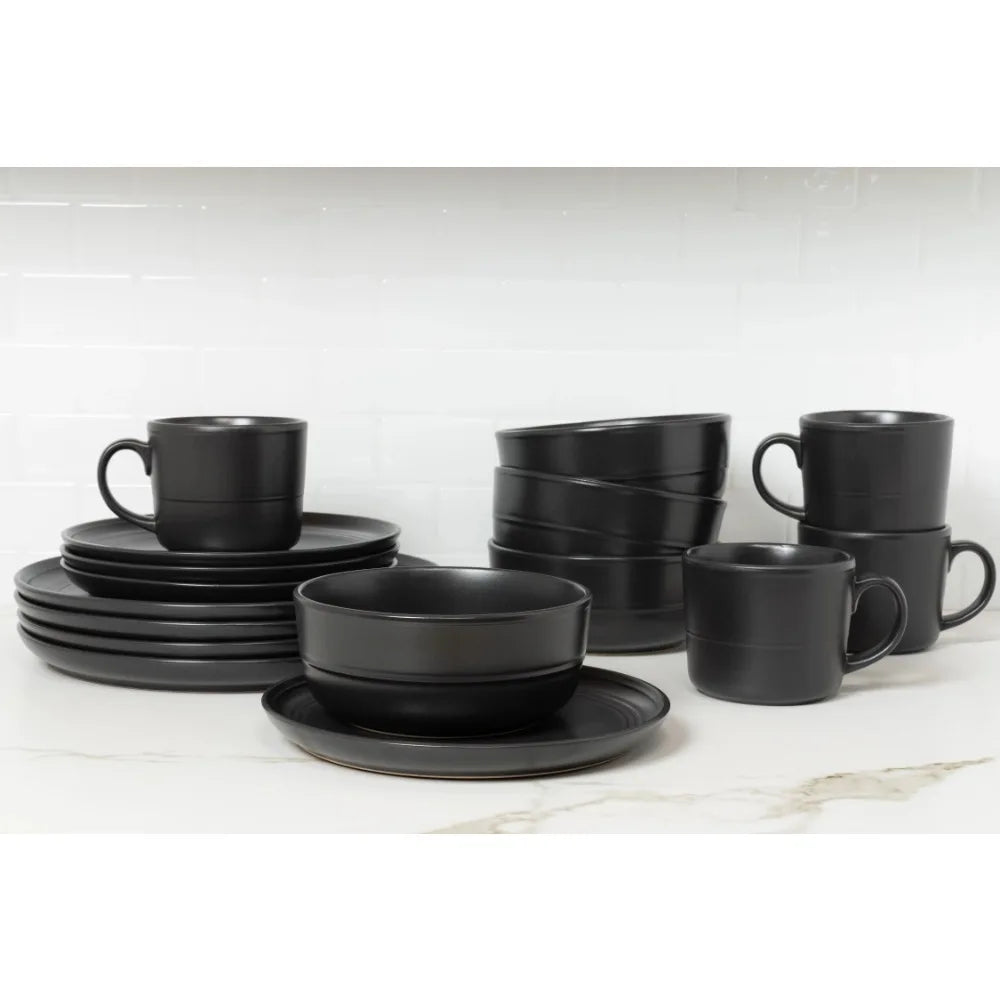 Mist Marble 16-Piece Stoneware Dinnerware Set