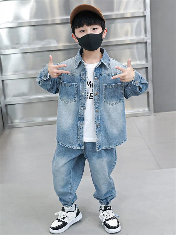 Boys Denim Jacket & Casual Outfit Set