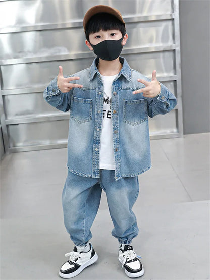 Boys Denim Jacket & Casual Outfit Set