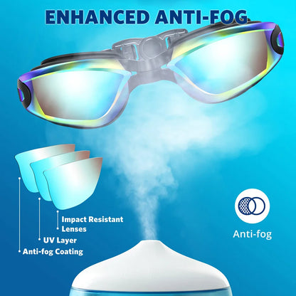 Colorful Electroplated Competition Swim Goggles for Adults