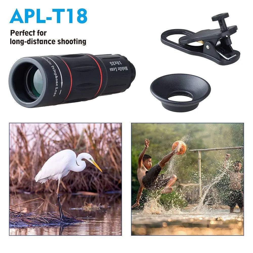 18x Single Barrel Telephoto Lens External Camera for Mobile Phones - Telescopes & Concert Shooting