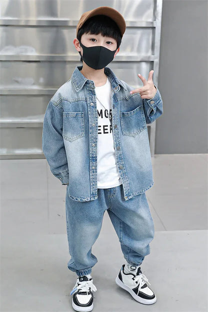 Boys Denim Jacket & Casual Outfit Set