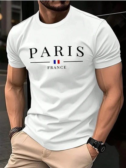 Men's Summer Short Sleeve Letter Print Pure Cotton T Shirt