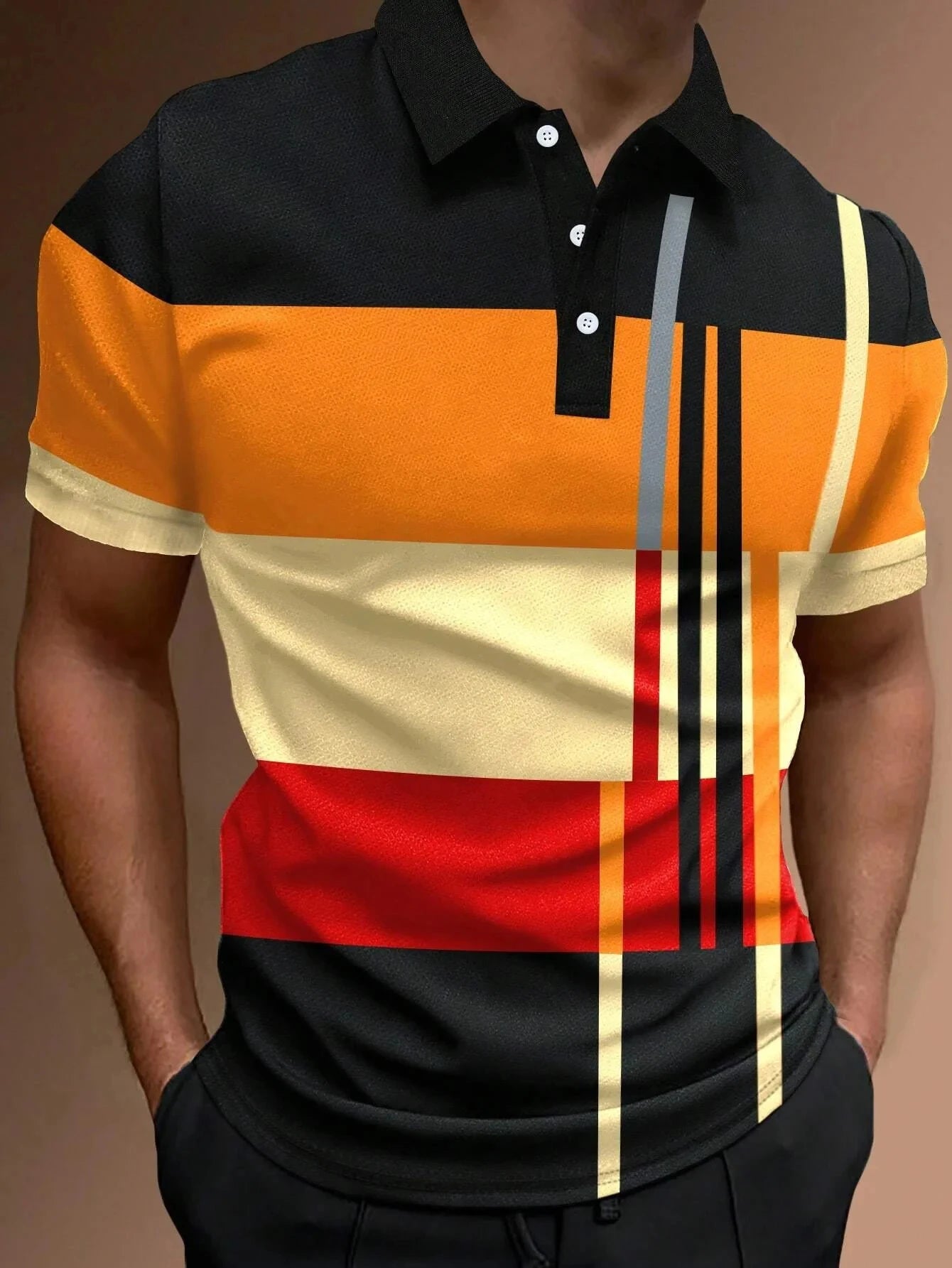 Herren Golf Stripe Poloshirt Lässiges Kurzarm-Poloshirt Einfarbiges Revers Mode Neues Business-Sport-T-Shirt Atmungsaktives Oberteil