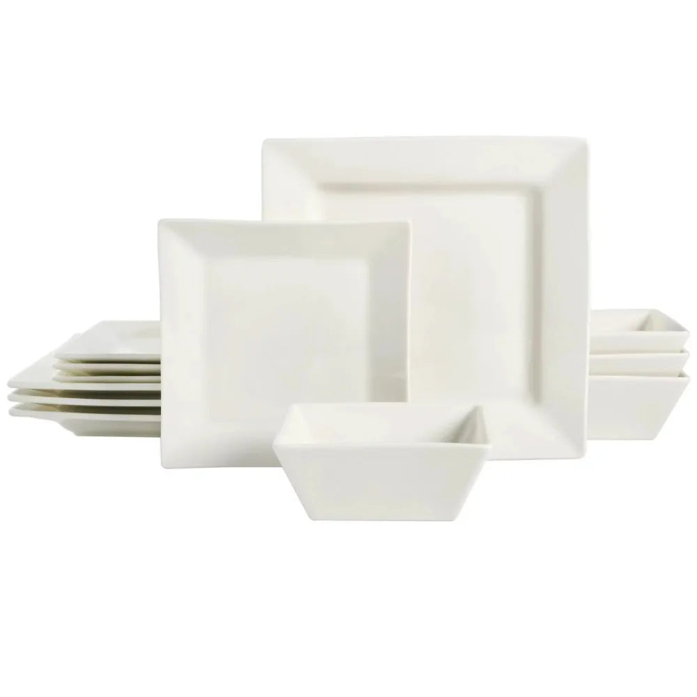 White Square Dinnerware Set - 12 Pieces