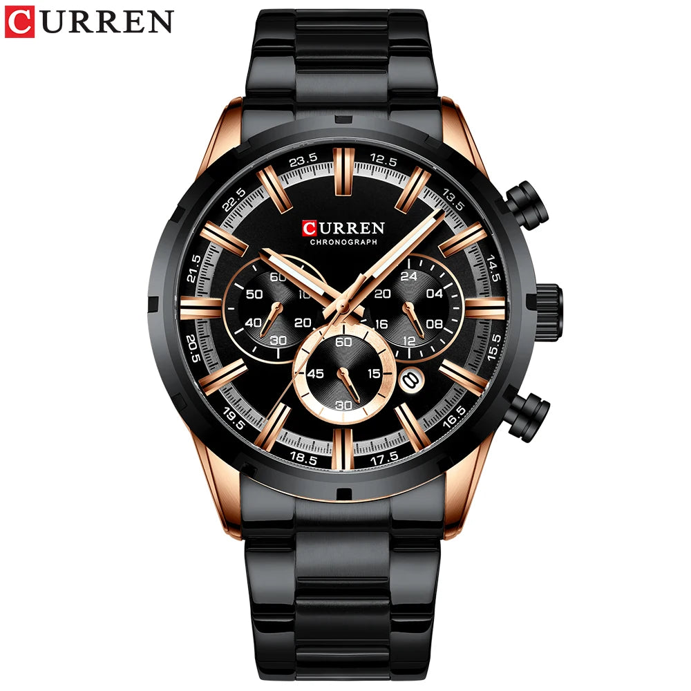 Men’s Watches Top Brand Big Sport Watch Luxury Men Military Steel Quartz Wrist Watches Chronograph Gold Design Male Clock