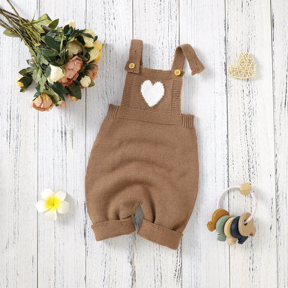 Heart-Shaped Sleeveless Knit Romper for Babies