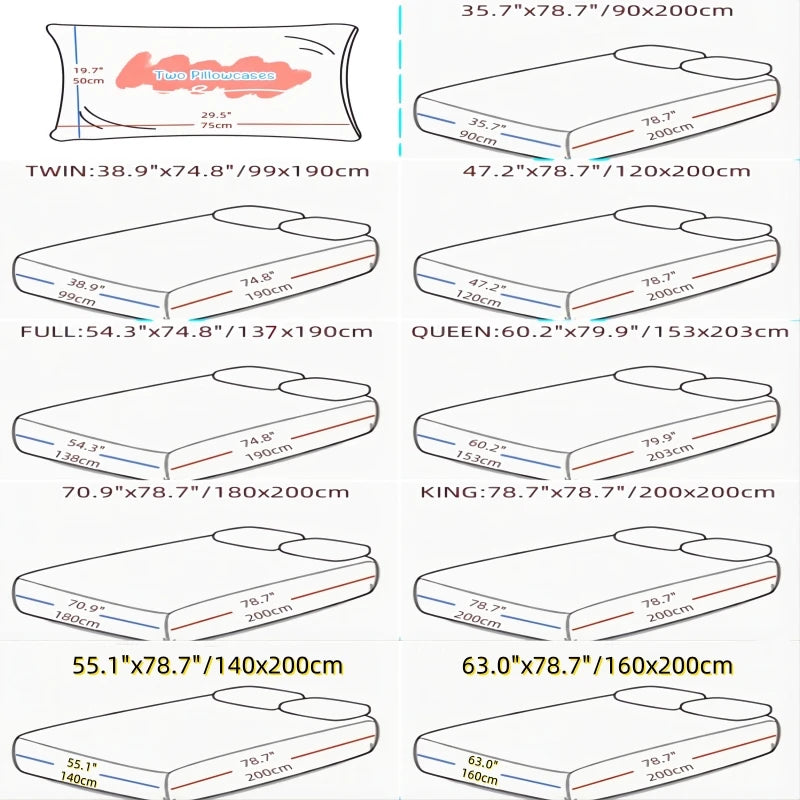 Waterproof Soft Skin Frosting Solid Color Mattress Cover Sheet – Bed Cap Dust Cover with Pillow Case & Pillow Core