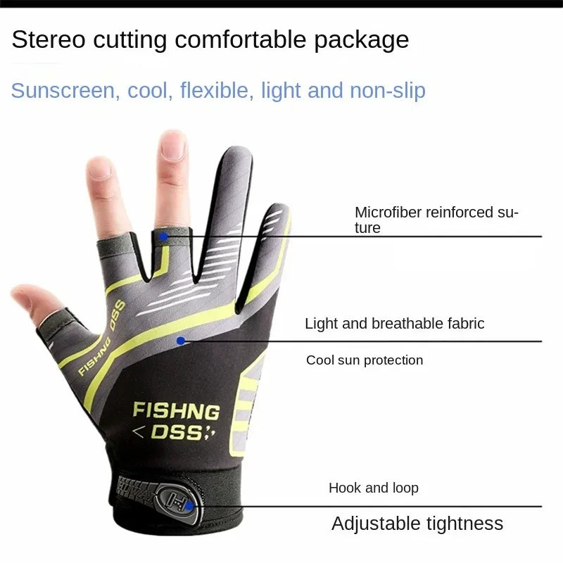 Men's Summer Fishing & Cycling Gloves – Three-Finger Cut