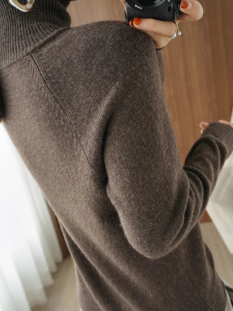 Wool Mock Neck Cashmere Sweater Pullover