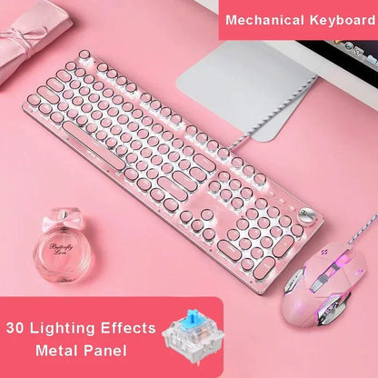 Rosa mechanisches Tastatur- und Mausset