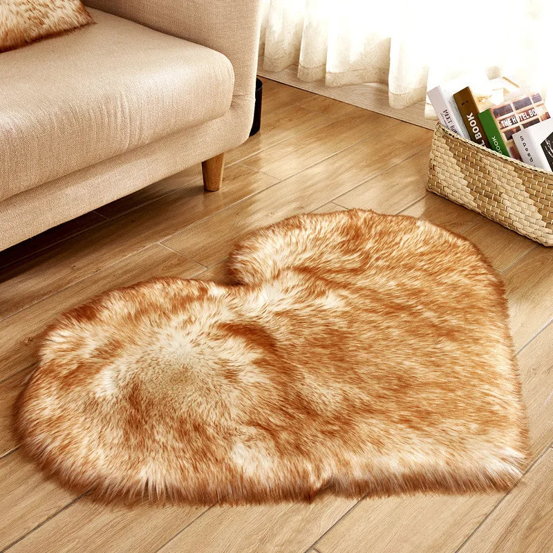 Heart Shaped Fluffy Shag Area Rug