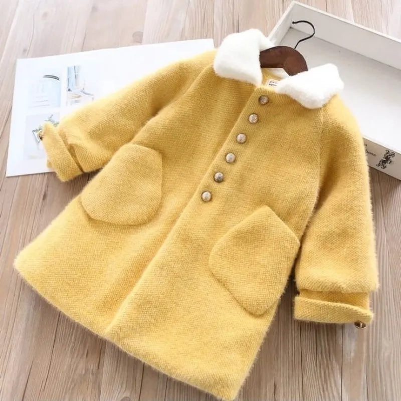 Manteau en velours imitation vison pour enfants coréens