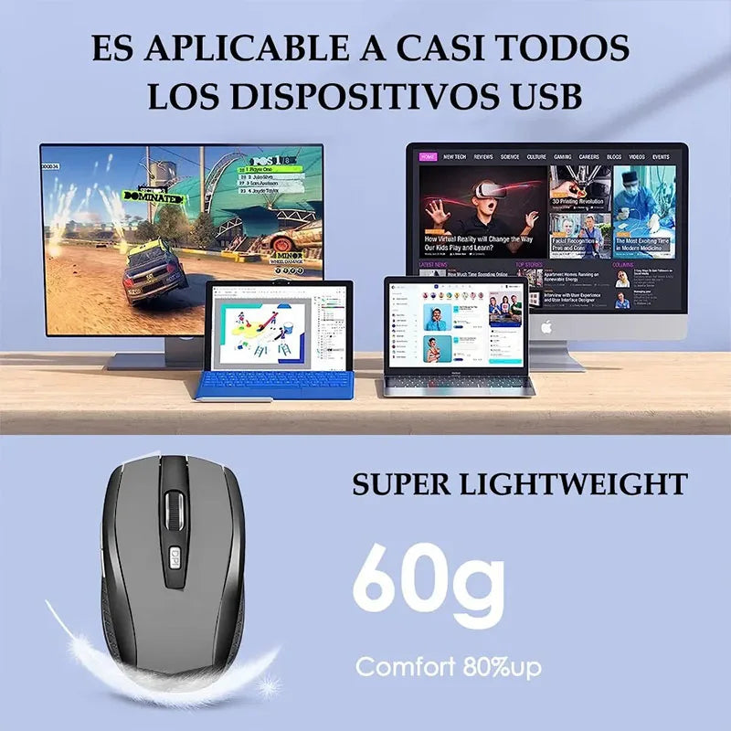 Wireless 2.4G Portable Optical Ergonomic Mice USB Adapter Mouse