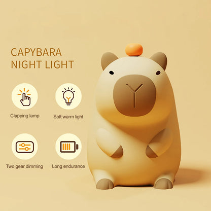 Veilleuse en silicone Capybara - Lampe de nuit rechargeable par USB à intensité variable 