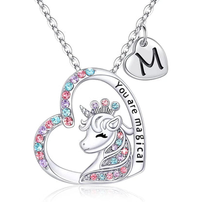 Collier Initiale Licorne Magique - Pendentif Cheval Charm