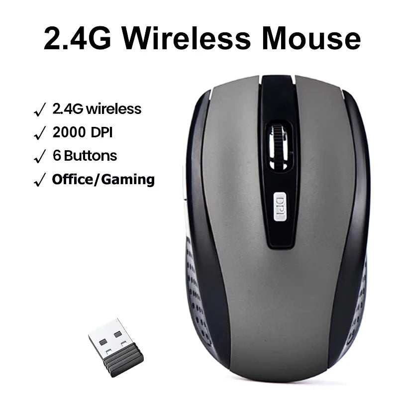 Wireless 2.4G Portable Optical Ergonomic Mice USB Adapter Mouse