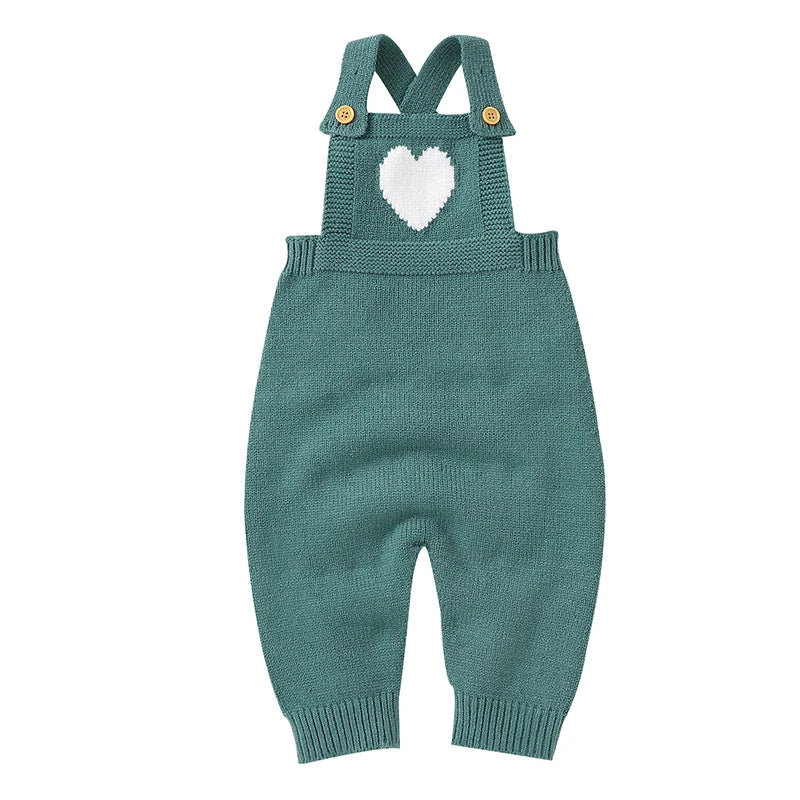 Heart-Shaped Sleeveless Knit Romper for Babies