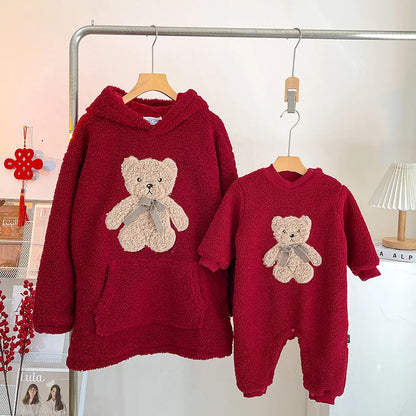 Red Rose Fuzzy Fleece Hoodies for Kid Girls