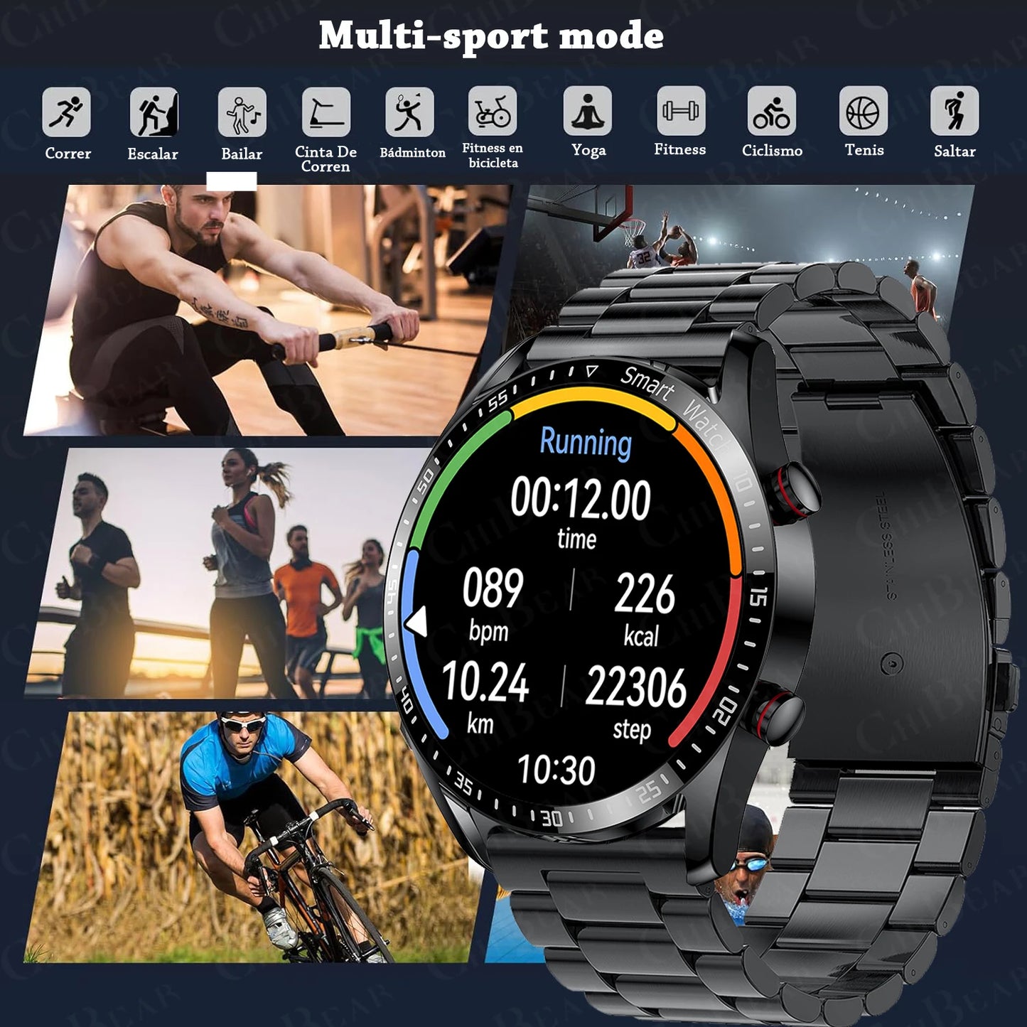 Men's Smartwatch 1.5-Inch Full Touch Screen Bluetooth Call Business Fitness Sports Watch