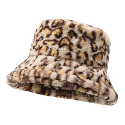 Women's Leopard Print Winter Bucket Hat